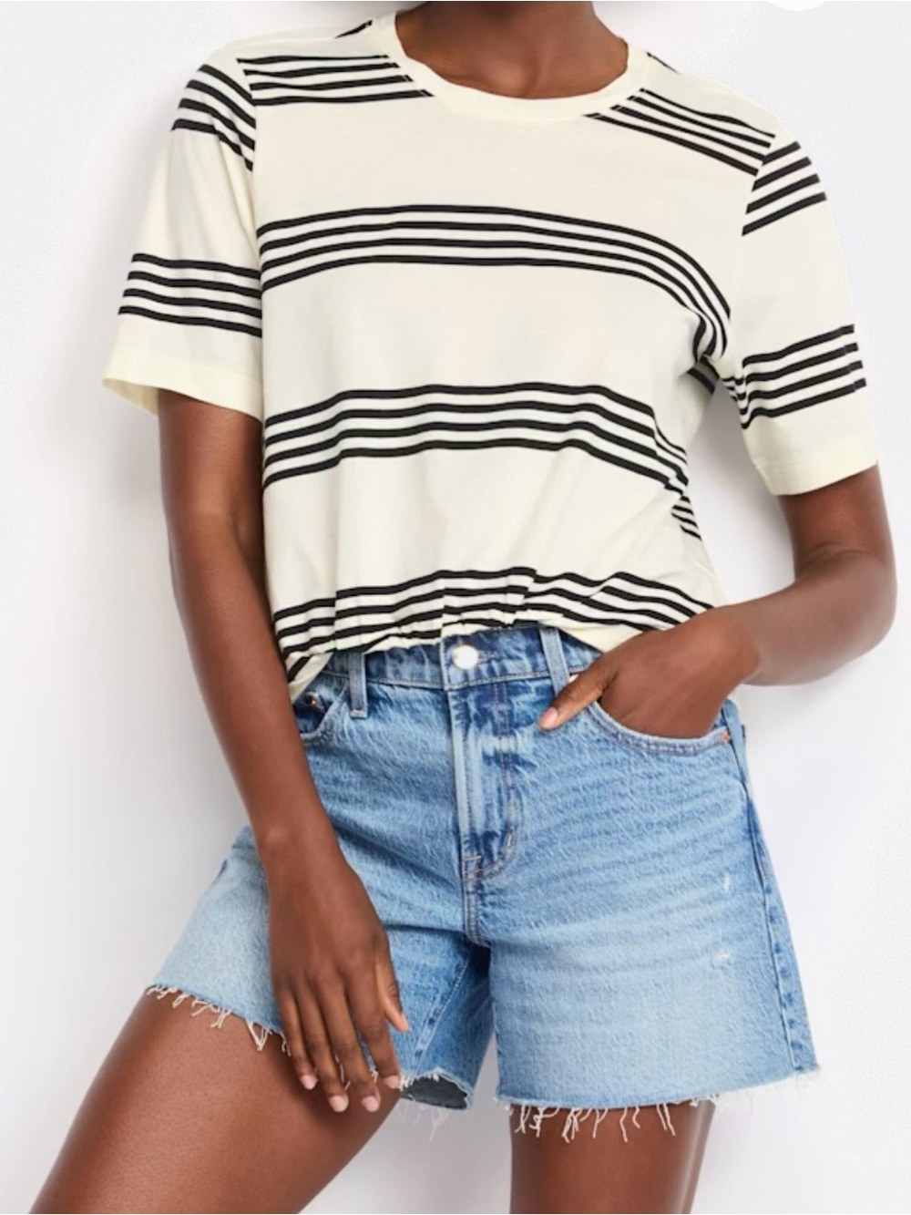 BNWT Striped Crewneck Tee - Black & Cream